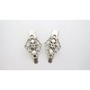 2 small silver metal flower alligator hair clips for fine thin hair