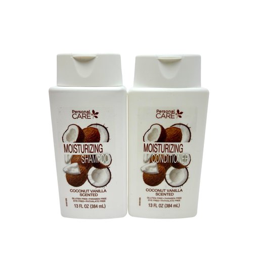Personal Care Coconut Vanilla Moisturizing Shampoo and Conditioner Set, 13 Fl Oz Each, Gluten Free, Paraben Free
