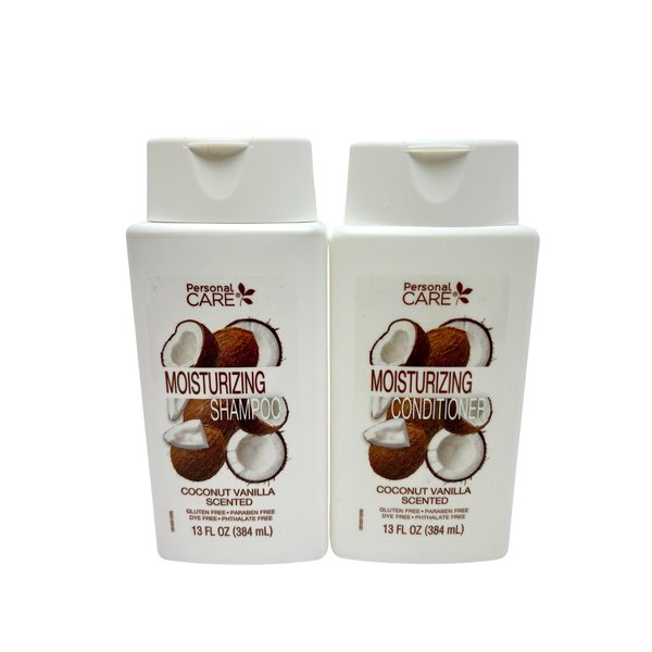 Personal Care Coconut Vanilla Moisturizing Shampoo and Conditioner Set, 13 Fl Oz Each, Gluten Free, Paraben Free