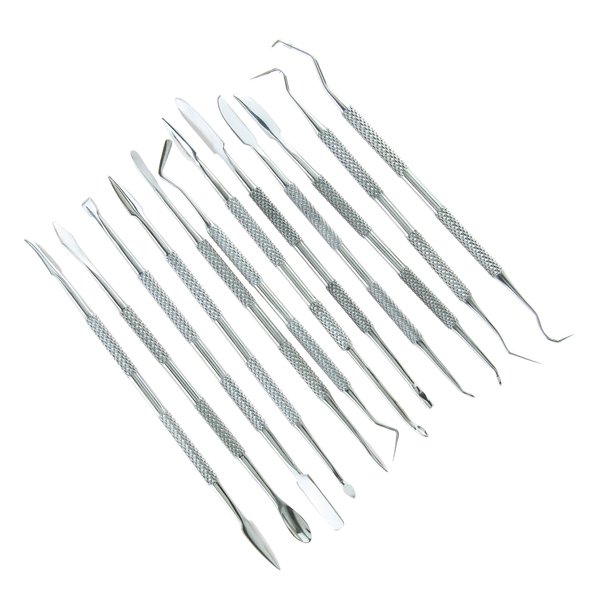 SE 12-Piece Stainless Steel Wax Carvers Set, Wax & Clay Sculpting Tools, Double Ended Carving Kit for Modeling, Sculpting and Shaping, Silver - DD312