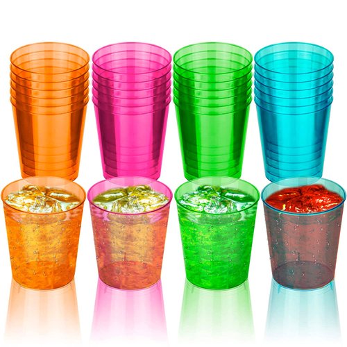 DecorRack 2 Oz Neon Shot Glasses, 24 Plastic Shot Cups, Disposable Party Cups, Mini Cups Shot Glasses (24 Pack)