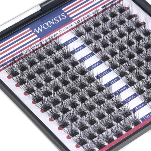 WONSIS Lash Clusters, DIY Eyelash Extension, 120 Mini Lightweight Clusters Individual lashes, Wispy Soft Reusable Artificial Natural Look for Cluster Lash, C Curl False Eyelashes (Allure-14mm)…