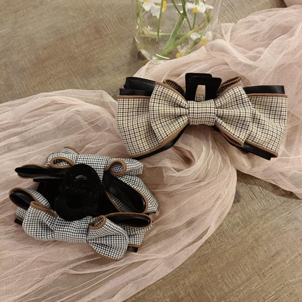 Big Bow Hair Claw Clips, Bow Hair Barrette Nonslip Claw Clip, Bow Hair Dress Up Accessories for Women Girls, 2pcs, Black, Brown