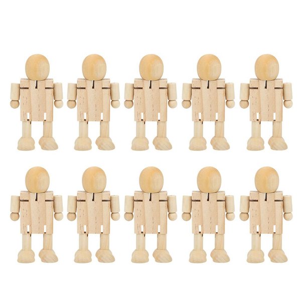ZPSHYD Wooden Robot Figure, 10PCS Unfinished Wooden Robot Wood People Shapes Figures for DIY Painting Arts Crafts Gift for Children