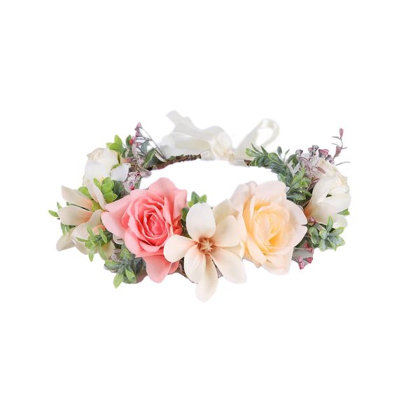 Vivivalue Women Floral Crown Wedding Flower Headband Hair Wreath Floral Headpiece Halo Party Prom Photos
