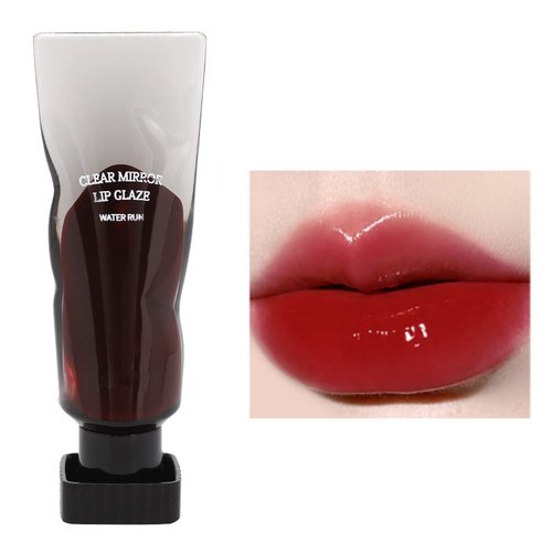 ANGGREK Mini Lip Gloss, Clear Mirror Lip Glaze Black Rich Layering Long Lasting Clear Mirror Elegant Style Black Lip Gloss Lip Oil for Women Makeup 5g