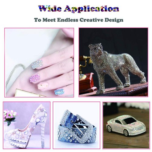 DAODER 4pack Sparkly Opal Rhinestones for Nails 3D Nail Art Rhinestones Kit Crystal Diamond Rhinestones and Charms Nail Decoration Flatback Gems Stones Pink White Blue Green Nail Jewels Crafts DIY