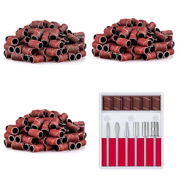Nail Drill Bits Sanding Bands, 3 Color Coarse Fine Medium Grit Efile Sand Set Size #80#120#180 Electric File Nail Bits 3/32 Inch for Acrylic Gel Nails Cuticle Manicure Pedicure Polisher