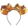 CIVFCRT Mouse Ears Headbands Fall Maple Leaf Yellow Shiny Bows Mouse Ears Headbands for Thanksgiving Hair Decoration and Mouse Themed Party Supplies Costume Cosplay Decoration(Maple Leaf