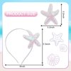 LACGO Set of 5 Starfish Hair Accessories - Mermaid Hair Clips Sequins Glitter Headband Sea Star Barrettes for Toddler Girls Women Beach Wedding Birthday Anniversary Holiday(White)