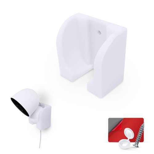 Wall Mount for Google Nest Wired 2nd Generation Security Camera - Adhesive & Screw-in, Easy Slot-in Design (White) by Brainwavz