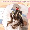 4Pcs Back to School Hair Bows Clips - School Bus Hair Bow Barrettes Yellow Pencil Colorful Hair Clips Cute Hair Accessories for Toddler Kids (Red-Bus&Pencil)