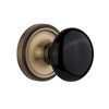 Nostalgic Warehouse 710096, Single Dummy, Antique Brass Classic Rosette with Black Porcelain Door Knob