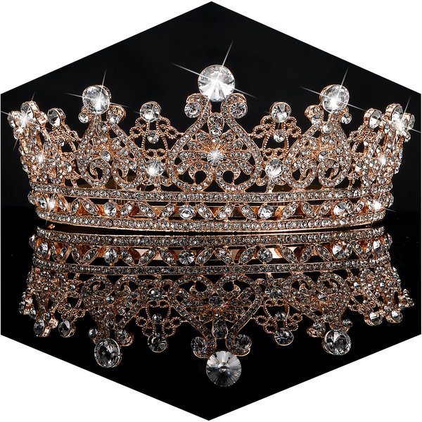 TOBATOBA Rose Gold Crowns for Women Crystal Wedding Tiara for Women, Royal Queen Crown Princess Tiara, Quinceanera Crown Coronas Para 15 Anos Quinceaneras, Birthday Pageant Halloween Costume Cosplay