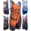 KO Sports Gear - Unisex Wrestling Singlet (Orange Skull, Adult X-Small)