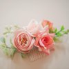 Fangsen Silvery Wedding Pink Rose Flowers Floral Comb With Hair Clip Floral Christmas Hair Accessories