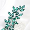 Brihasory Luxurious Wedding Hair Comb Full Rhinestones Bride Hair Accessories for Party Prom Bridal Side Hair Combs for Women Bride Girls Hair Decoration(Green)