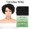 Fancy Hair Short Curly Human Hair Wigs For Black Women Side Part Pixie Cut Kinky Curly Wig Natural Black Deep Curly No Lace Front Brazilian Remy Human Hair Wig for Women Daily Use