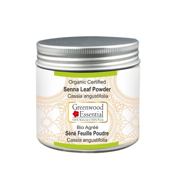 Greenwood Essential Pure Senna Leaf Powder (Cassia angustifolia) Organic Certified 100% Natural Therapeutic Grade 100gm (3.5 oz)