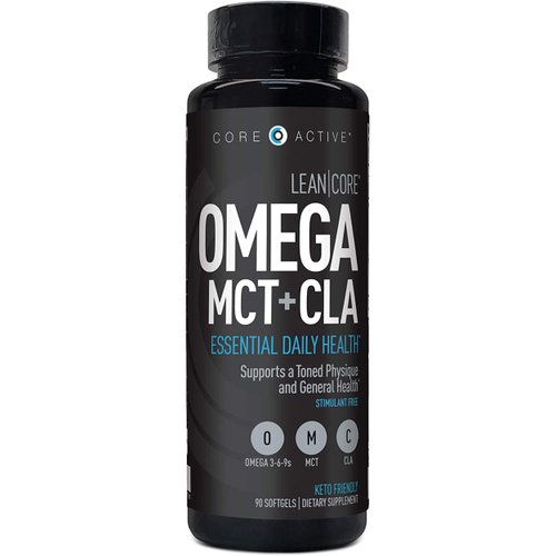 LEAN CORE OMEGA MCT + CLA - Stimulant Free Health Formula, Lean Muscle & Toned Physique, Omega 3-6-9 Fatty Acids - Flaxseed Fish Oil- Coconut Oil- Keto Friendly 30 Day Supply (90 Softgels)