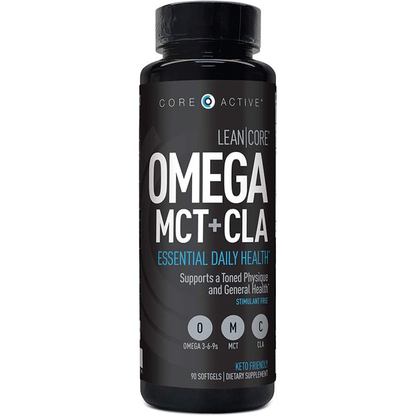 LEAN CORE OMEGA MCT + CLA - Stimulant Free Health Formula, Lean Muscle & Toned Physique, Omega 3-6-9 Fatty Acids - Flaxseed Fish Oil- Coconut Oil- Keto Friendly 30 Day Supply (90 Softgels)