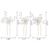 SWEETV 3Pcs Bridal Hair Pins White Flower Bride Hair Pieces Wedding Hair Side Combs Floral Headpieces Accessories Fall Beach Clip for Brides Bridesmaids Women Girls