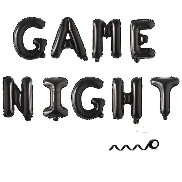 Game Night Balloon Banner,Party Backdrop Photography for Game On Birthday Party Decor Sleepover Slumber Prom Gaming Party Cake Table Decor,Black