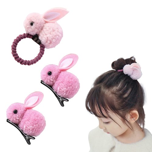 Cute Bunny Hair Clips and Hair Band for Girls | 3 Piece Set - Perfect Accessory for Everyday Use | Delightful White Bunny Hair Accessories - Adorable Addition to Any Outfit | for Girls Baby Toddlers