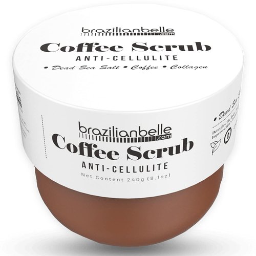 Brazilian Belle Exfoliating Coffee Scrub - Anti Cellulite Firming Body Scrub Infused with Natural Dead Sea Salt & Arabica Coffee (8.1 oz)