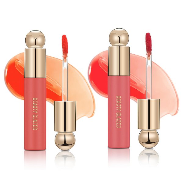 ZHISHUDL 2PCS Tinted Lip Oil Lip Gloss Set Lip Glow Oil Plumping Hydrating Lip Stain Non-sticky Lip Gloss Oil for Lip Care and Dry Lips Lip Tint Makeup (101+102)