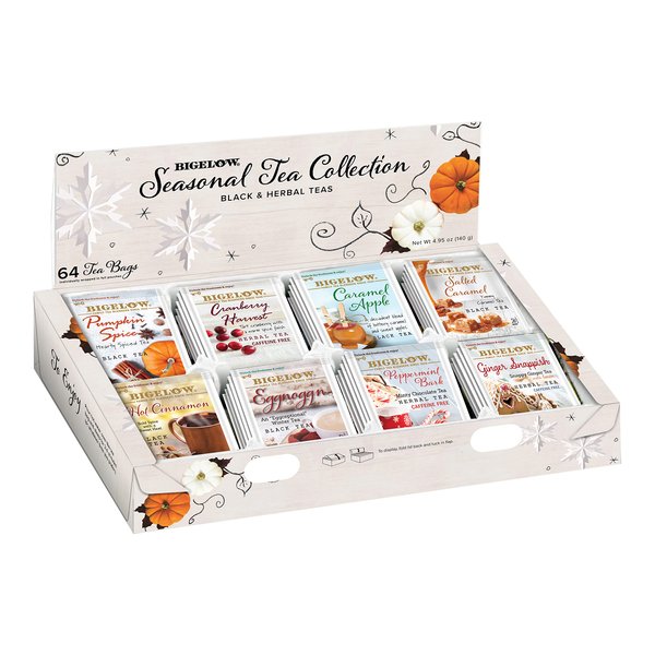 Bigelow Tea Seasonal Collection, Variety Gift Box Sampler, 64 Tea Bags, (Pack of 1)