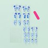 Rilafuvu Press on Nails Almond Fake Nails Short False Nail Blue and White Porcelain Acrylic Nails Full Cover Glue on Nails Glossy Stick on Nails Floral Acrylic Press on Nails Cute/lovely 24Pcs-12Sizes
