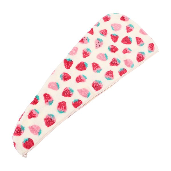 Healifty Hair Towel Wrap Coral Fleece Hair Drying Towels Cute Strawberry Absorbent Bath Hat Girl Shower Hat Quick Dry Cap Hair Wrap for Bathing