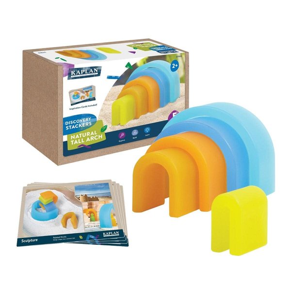 Kaplan Early Learning Discovery Stackers - Natural Tall Arch - 5 Pieces | Toddler Stacking and Sorting, Nesting Toys | Montessori Preschool Block Play