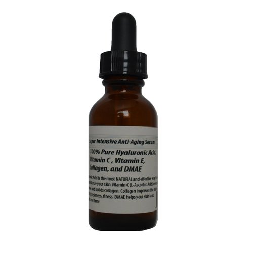 Super Intensive Anti-Aging Serum,100% Pure Hyaluronic Acid, Vitamin C, Vitamin E, Collagen, and DMAE (2oz)