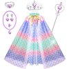 Fedio Princess Cape Set 7 Pieces Girls Princess Cloak with Tiara Crown, Wand for Little Girls Dress up (Mermaid)