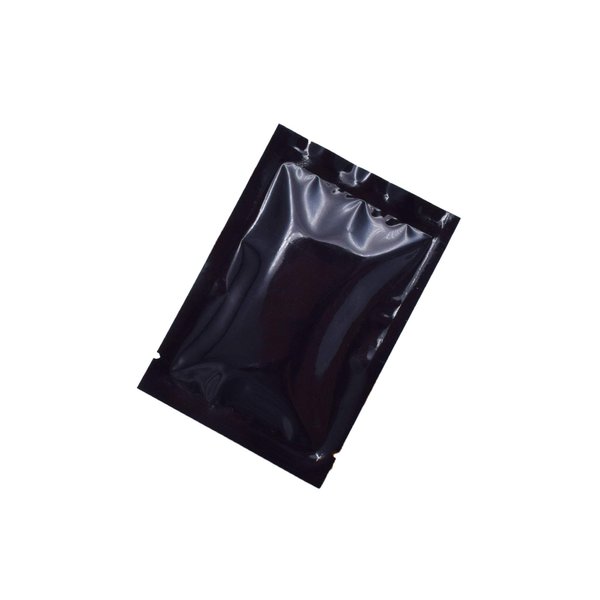 QQ Studio 100 PCS Metallic Mylar Foil Open Top Sealable Bags (8x12cm(3.1x4.7"), 100x Glossy Black)
