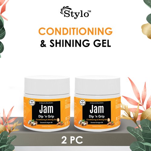 Dip n Grip Jam Hair Care Conditioning & Shining Gel Extreme Hold, High Shine, Hair Gel With Argan and Coconut Oil Hair Gel For All Hair Types 6oz Pack of 2