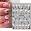 5D Embossed Flowers Nail Stickers for Acrylic Nails, 6 Sheets Engraved Flower Nail Decals Spring Summer Nail Art Accessories French Tips Nail Designs Adhesive Flower Butterfly Nail Stickers for Women