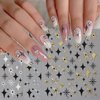 6 Sheets Sun Star Nail Art Stickers Bronzing Moon Nail Decals 3D Self-Adhesive Heart Nail Stickers Rose Gold Sliver Starlight Moon Star Nail Designs Sticker for Women DIY Acrylic Nail Art Supplies