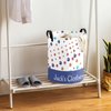 Pet Cat Dog Paw Personalized Freestanding Laundry Hamper, Custom Waterproof Collapsible Drawstring Basket Storage Bins with Handle for Clothes