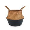 BlueMake Woven Seagrass Belly Basket for Storage, Laundry, Picnic, Plant Pot Cover, and Grocery and toy storage (Small, Black)