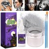DE'LANCI Silver Face Paint Metallic Powder Kit, Metal Chrome Pigment Powder Foundation for Face & Body, Halloween SFX Makeup Shimmer Powder with Mixing Liquid and 2 Brushes for Stage Party 0.43 Oz