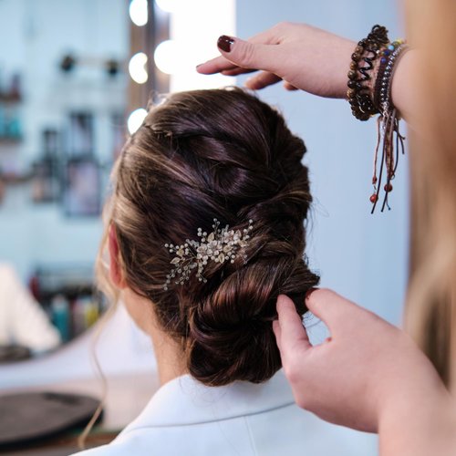 VMila Hair Comb, Pearl Flower Hair Accessories, Bridal Hair Accessories For Women Girls Wedding (Pink Flower Gold)