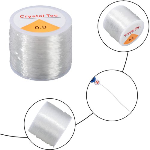 100m*0.8mm Elastic String for Bracelets, Beading and Jewelry Making, Clear Stretchy String for Clay Beads, Bracelet Charms, Pony Beads, Stone Beads