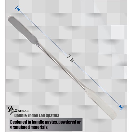 A2Z Lab Spatula Stainless Steel Sampling Spatula Mixing Transfering Double-Ended Spatula with Flat Ends For Cosmetic Lab Handling Cream, Gel, Powder- Laboratory Supplies For Experiments & Lab Use - 7"