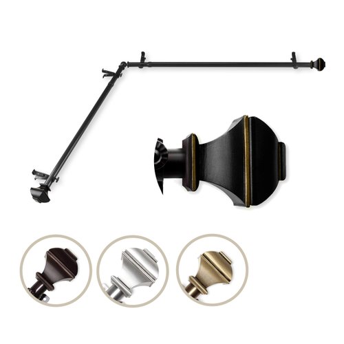 A&F Rod Decor - Phife Corner Window Curtain Rod 48-84 inch (each side) - Black