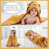 MICHLEY Bamboo Viscose Baby Hooded Bath Towel for Boys and Girls, 29.5 x 29.5 Inch Ultra-Soft and Quick-Drying Infant Bathrobe (Lion)