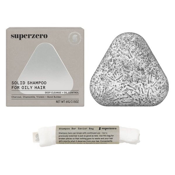 SUPERZERO Detox Solid Shampoo Bar for Oily Hair & Scalp, Made With Clean & Organic Ingredients, Sulfate-Free, Cruelty-Free & Vegan