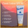 Vacation Classic Sunscreen Lotion SPF 50 + Air Freshener Bundle, Water Resistant Broad Spectrum Sunscreen Sun Block, Vegan Sun Tanning Lotion, Body Lotion with SPF, SPF 30 Sunscreen, 3.4 Fl. Oz.